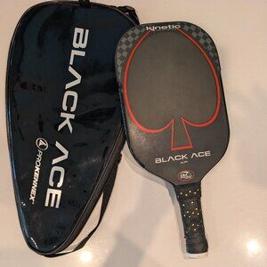 Elongated black ace pickleball paddle
